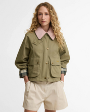 Cropped Beadnell Casual Jacket - Bleached Olive/Ancient