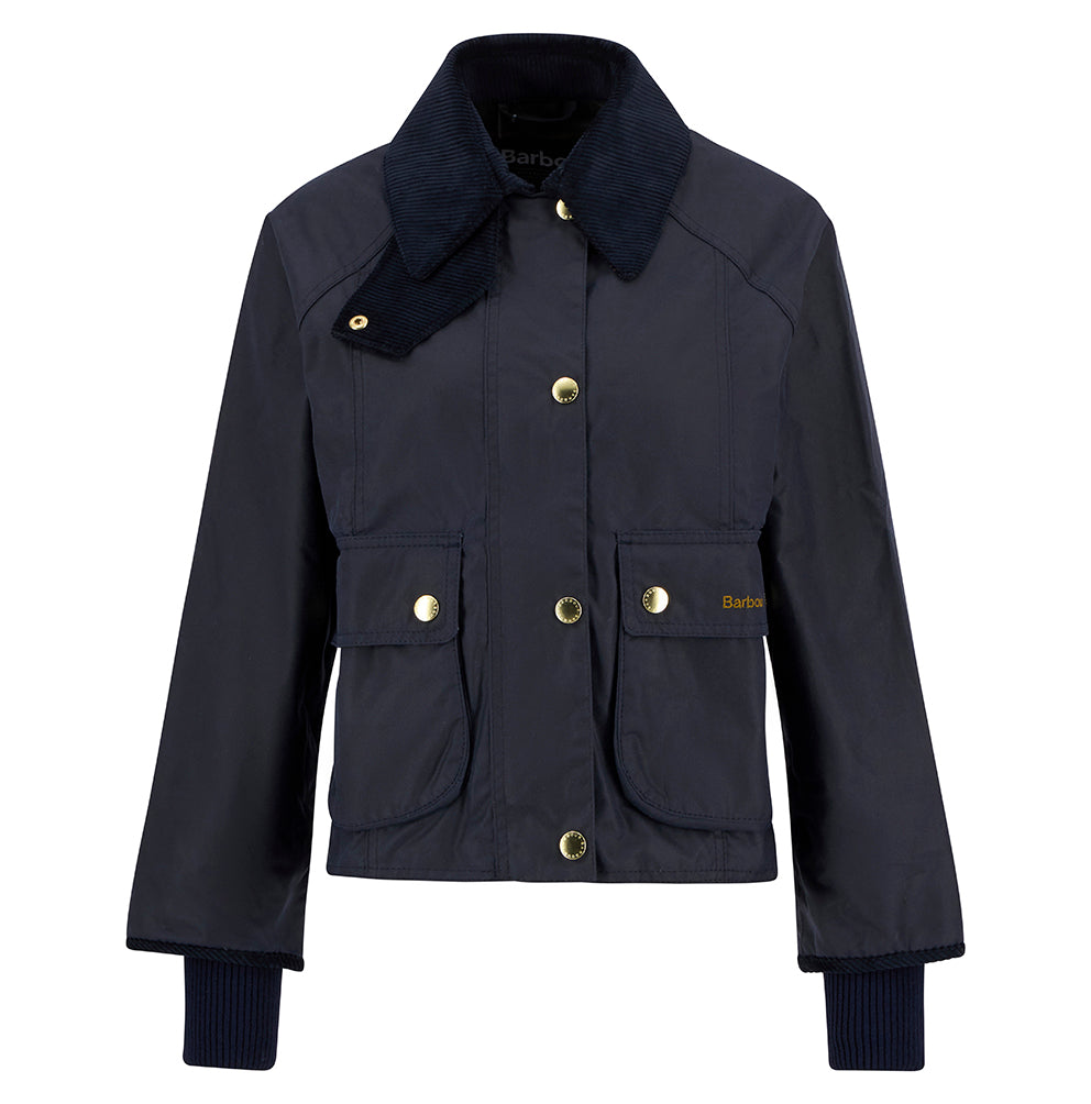 Cropped Beadnell Waxed Jacket - Navy Classic