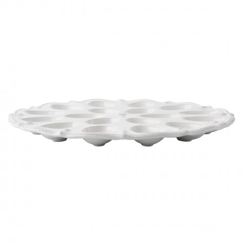 Berry & Thread Whitewash Deviled Egg Platter 13 3/4"