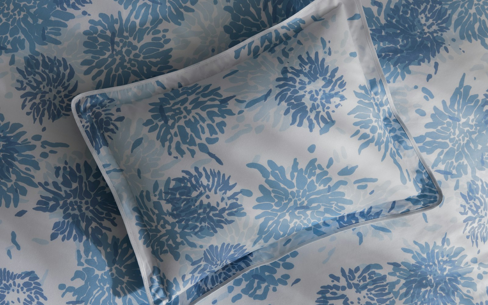 Chrysanthemum Euro Sham - Blue