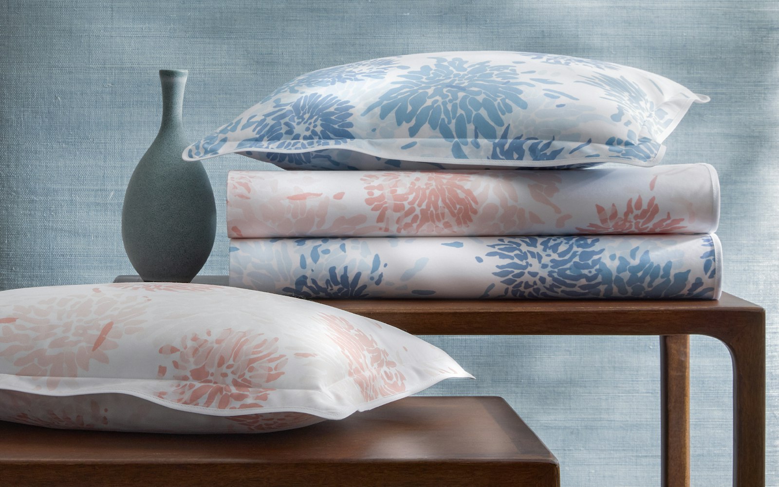 Chrysanthemum Euro Sham - Blue
