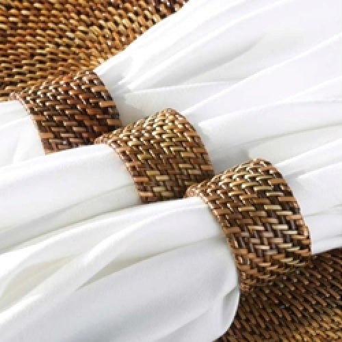 Rattan Round Napkin Ring - Set of 4