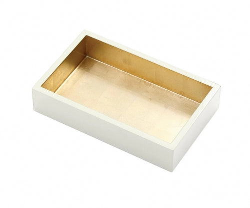 Lacquer Guest Towel Napkin Holder in Ivory & Gold