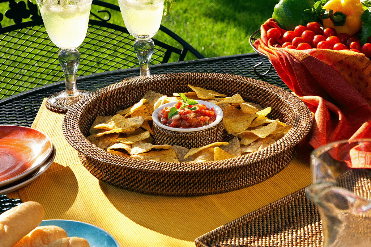 Chip and Dip with Round Stoneware 8oz Dish