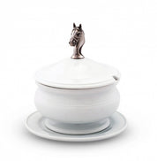 Equestrian Pewter Lidded Bowl