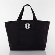 Large Solid Black Boat Tote