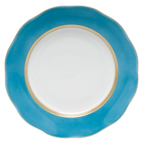 Silk Ribbon Turquoise Dessert Plate