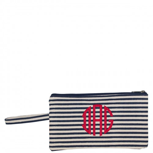 Natural and Navy Striped Clutch