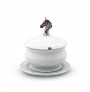 Equestrian Pewter Lidded Bowl