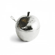 Apple Honey Pot w/ Spoon Nickelplate