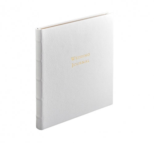 White Pebble Grain Leather Wedding Journal