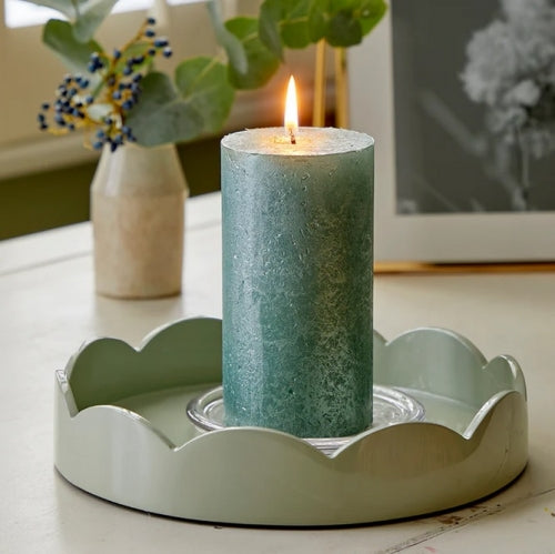 Small Round Scallop Tray - Sage Green