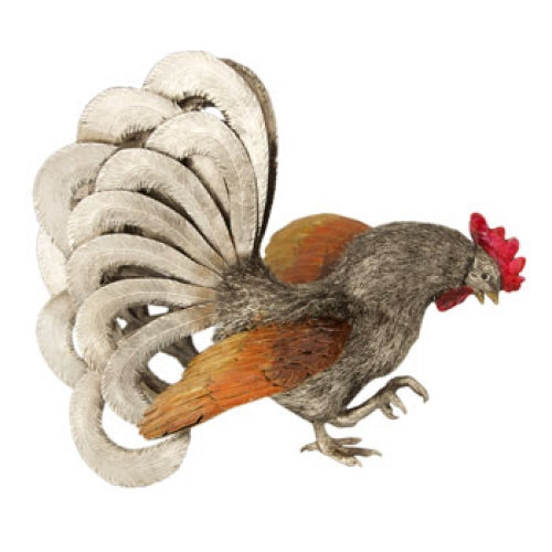 Sterling Silver and Enameled Rooster Figurine