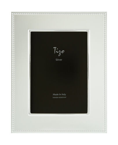 Italian Silverplate Frame Wide Border Beaded - 8" x 10"