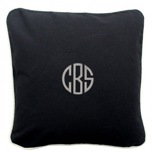 Black Pillow with Natural Trim