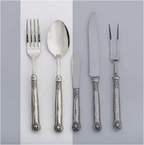 Noto Pewter Serve Spoon & Fork Set