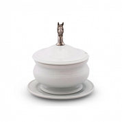 Equestrian Pewter Lidded Bowl