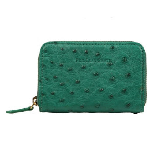 Green Ostrich Skin Card Case