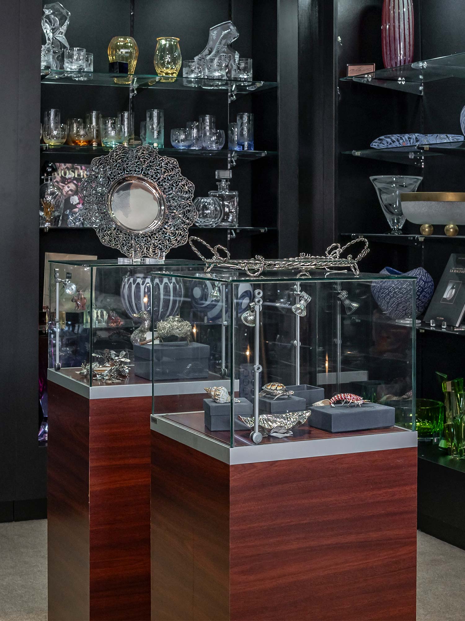 Cabinets Of Brooches And Silverware At L.V.Harkness