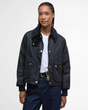 Cropped Beadnell Waxed Jacket - Navy Classic