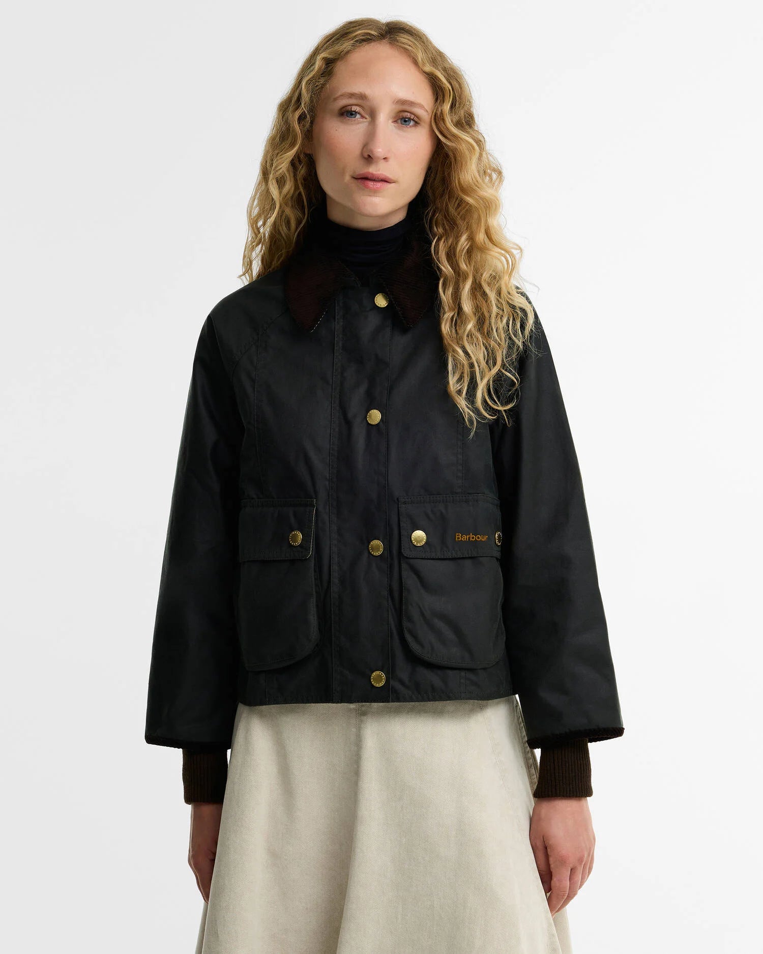 Cropped Beadnell Waxed Jacket - Sage/Ancient