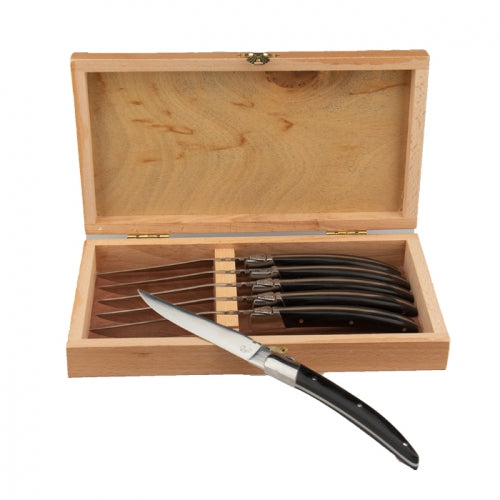 Laguiole Steak Knives with Black Handle, Set of 6