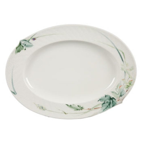 Waves Relief Woodland Flora Oval Platter 15.5"