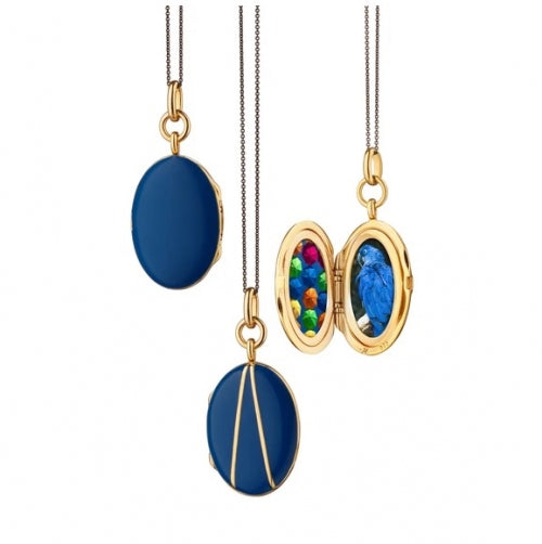 BLUE ENAMEL VERMEIL OVAL LOCKET