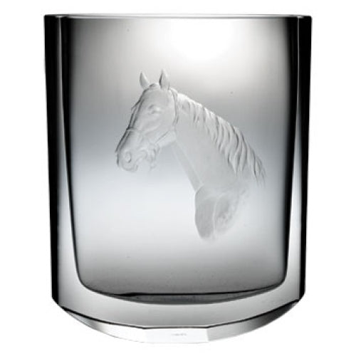 Engraved Horse Head Vase 9"