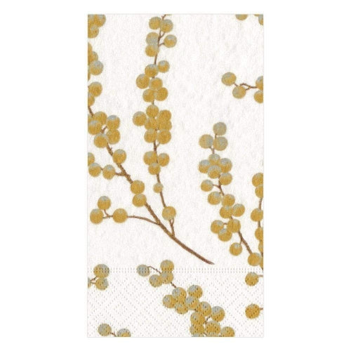 Berry Branches Paper Guest Towel Napkins in White & Gold