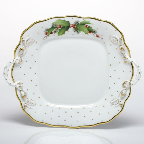 Winter Shimmer Square Cake Plate with Handles