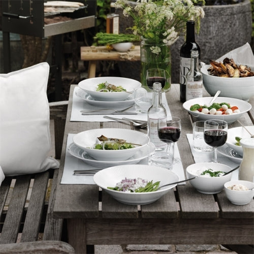 White Fluted Pasta Bowl