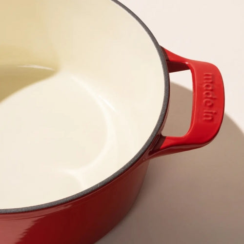 Round Enameled Cast Iron Dutch Oven - Red