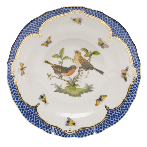 Rothschild Bird Blue Border Dessert Plate, Motif #9