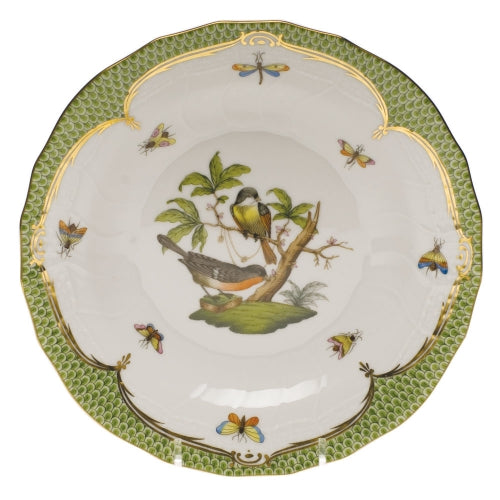 Rothschild Bird Green Border Dessert Plate, Motif #2