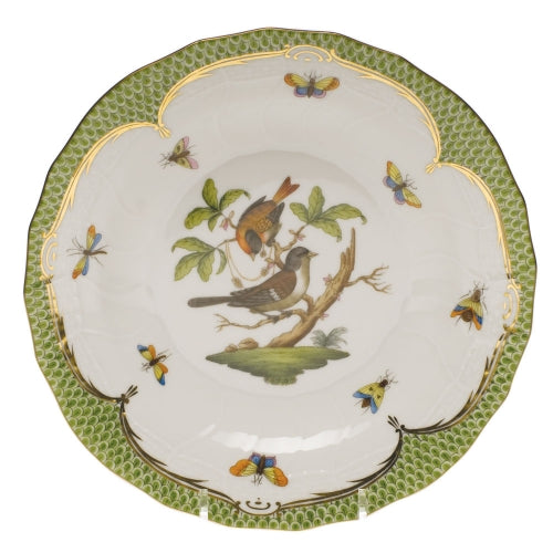 Rothschild Bird Green Border Dessert Plate, Motif #4