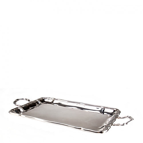 Rectangular Silver Plated Chippendale Tray with Handles