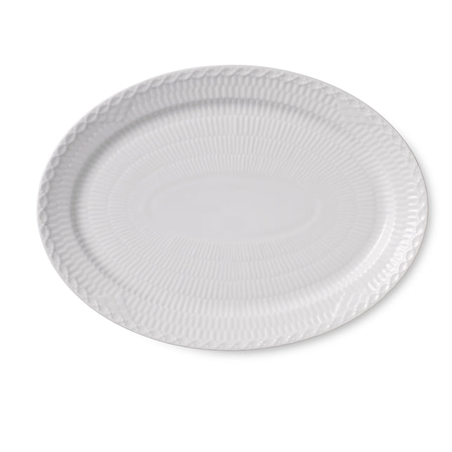 White Fluted Half Lace Dish, 28cm