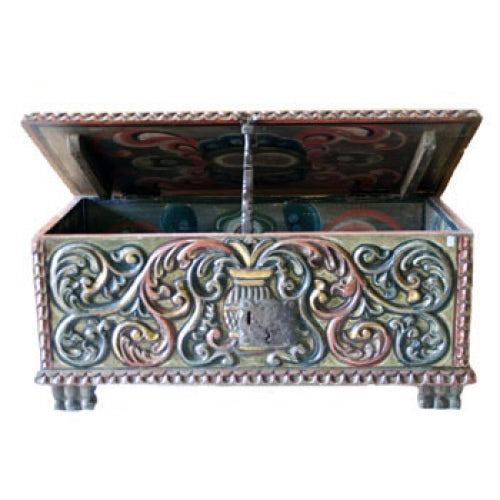 Antique Peruvian Trunk with Painted Detail