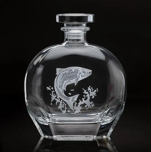 Salmon Fly Fishing Round Decanter