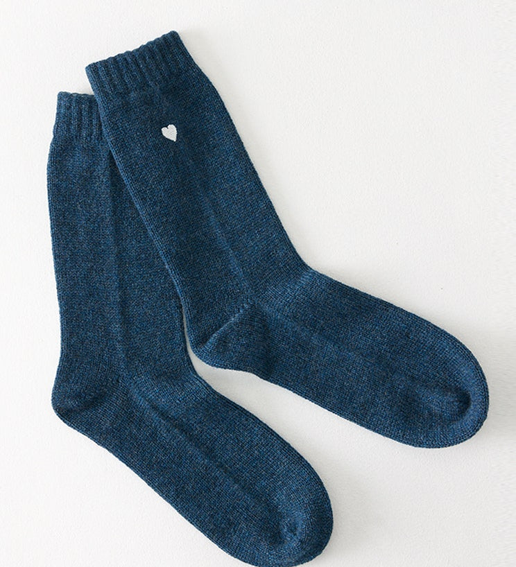 Sleeping Socks with Embroidered Heart, Boxed Pair