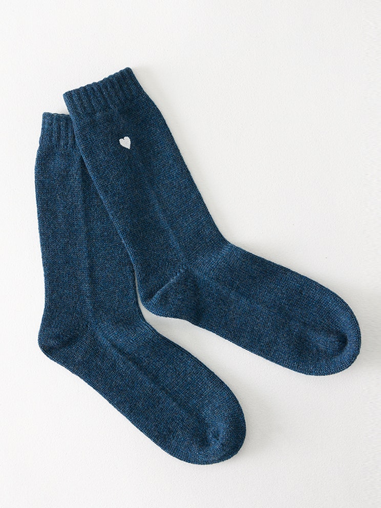 Sleeping Socks with Embroidered Heart, Boxed Pair