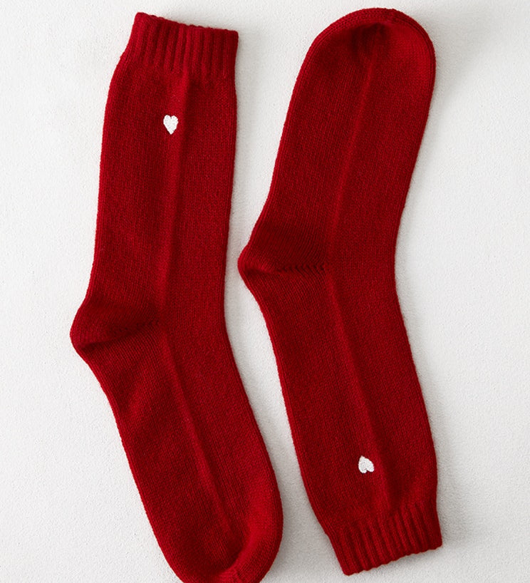 Sleeping Socks with Embroidered Heart, Boxed Pair