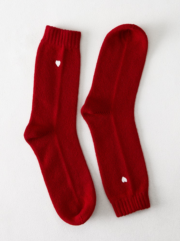 Sleeping Socks with Embroidered Heart, Boxed Pair