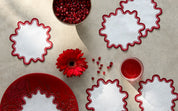 Wave 6" Round Cocktail Napkins, Scarlet - Set of 6