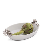 Artichoke Stoneware White Serving Dish