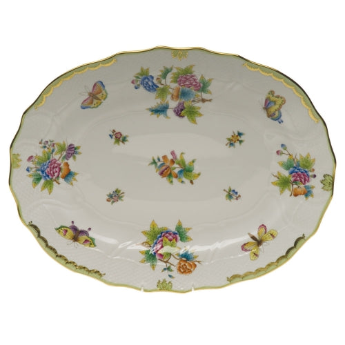 Queen Victoria Green Oval Platter 17"