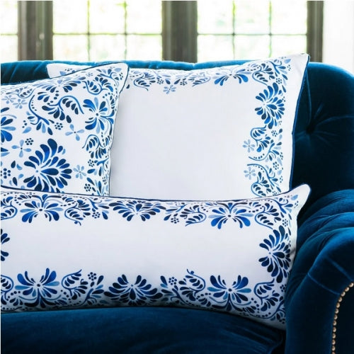 Iberian Indigo Border Pillow 22"