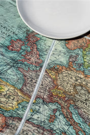 '1914 Nautical World Map' Linen Tablecloth - 65"x118"