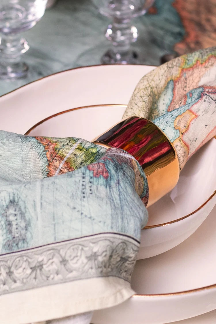 '1914 Nautical World Map' Linen Napkin, 20"x20"